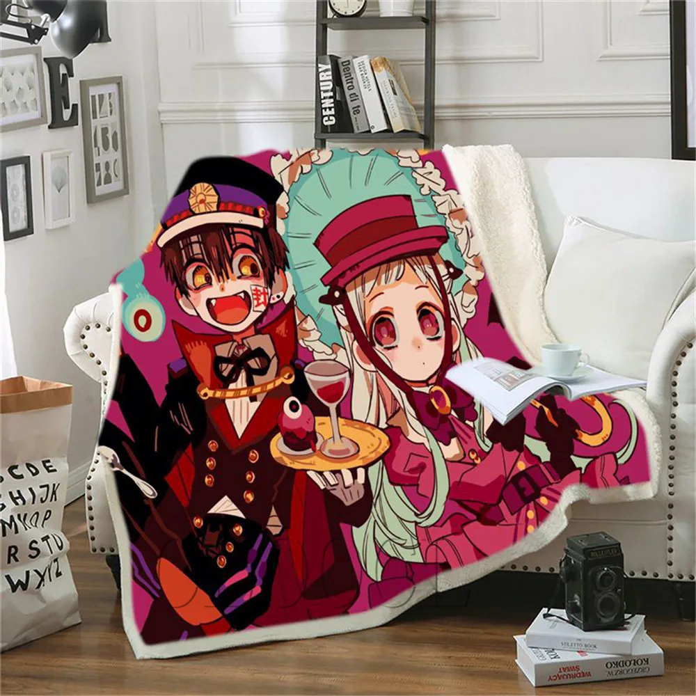 

Japan Anime Toilet-Bound Hanako-kun 3D Double Layer Plush Blanket for Bed Kids Girls Sherpa Blanket Couch Quilt Cover Travel
