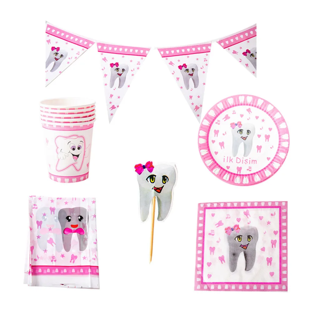 42 шт в 1 Набор одноразовая посуда набор бумажных тарелок зубные Принадлежности