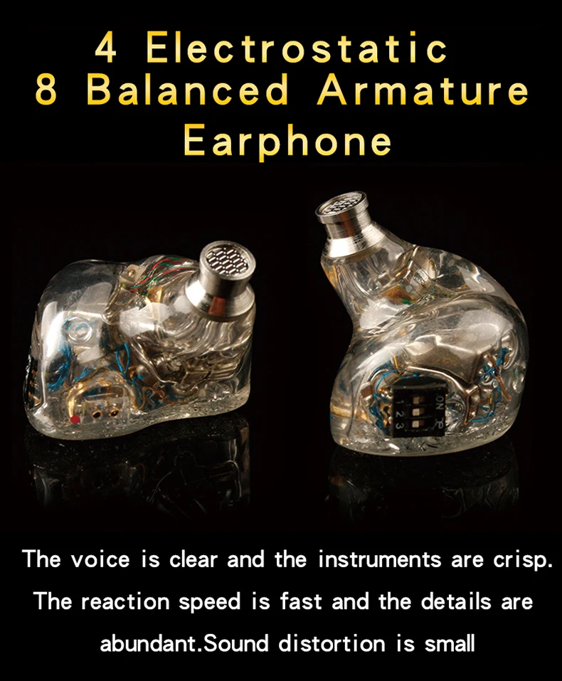 XIAO FAN FJ9 4 Electrostatic 8 Balanced Armature Earphone HiFi customization In-ear Electrostatic earphones