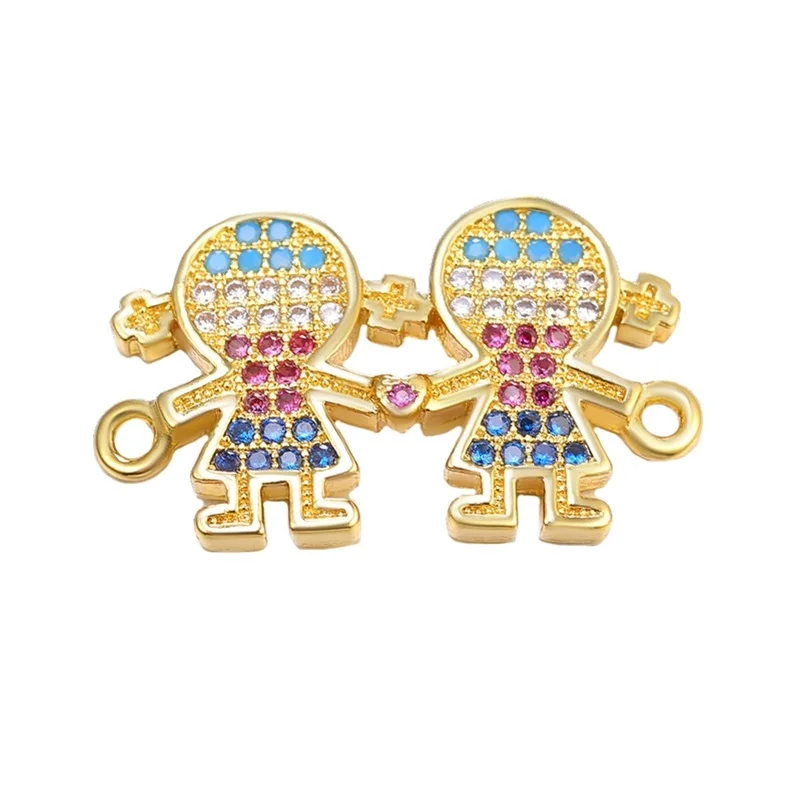 Gold Juya DIY Женские аксессуары, браслеты ручной работы Многоцветный мама мальчик девочка дочь Шарм Разъемы для дружбы ювелирных изделий - Color: Gold