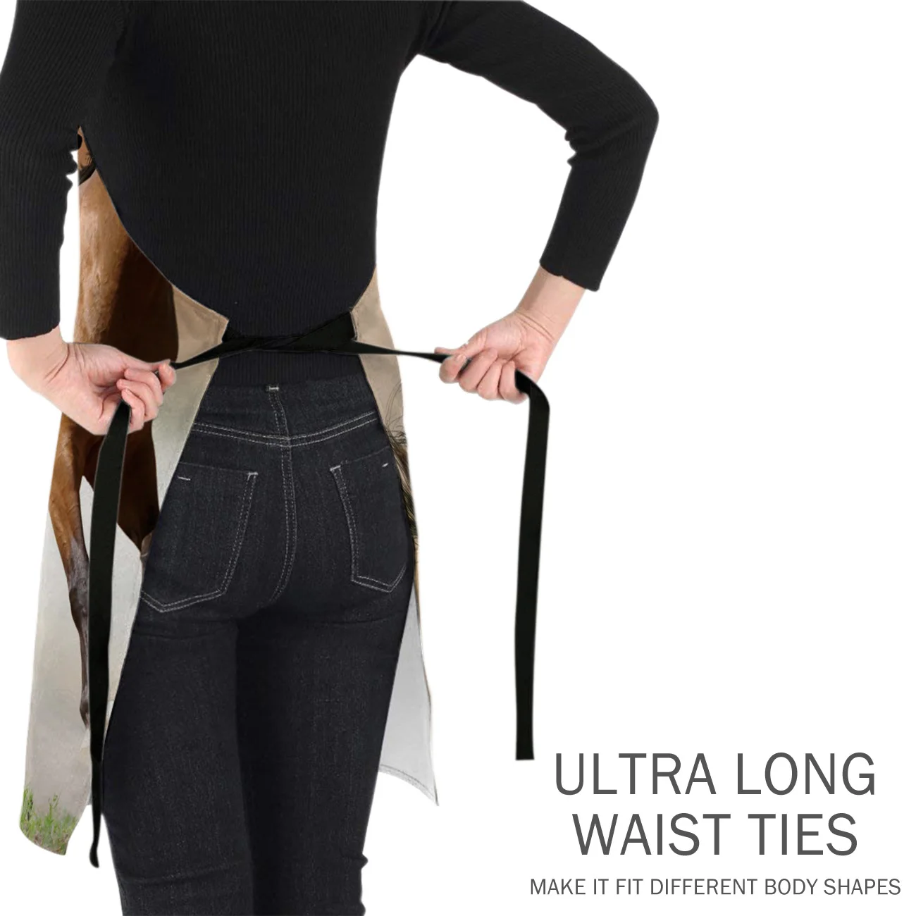 Kitchen Apron Brown Running Horse Animal Adjustable Bib Canvas Aprons For Women Cooking Baking Restaurant Kids Pinafore | Дом и сад