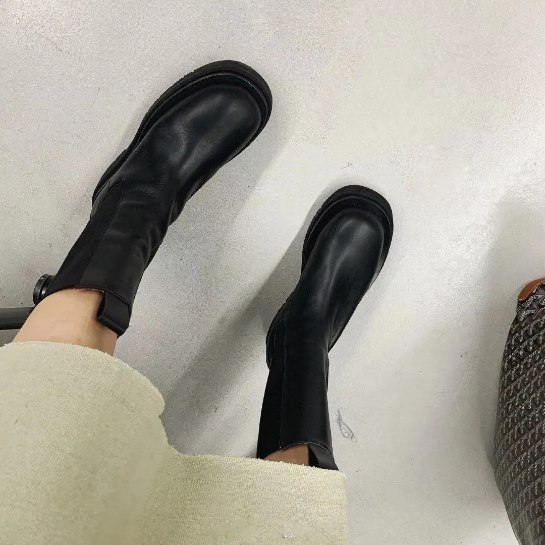 Зимние ботинки на платформе; женские кожаные ботинки «Челси»; Bota Feminina; роскошные ботинки; botas mujer invierno; коллекция года; женская обувь; ботильоны на толстой подошве