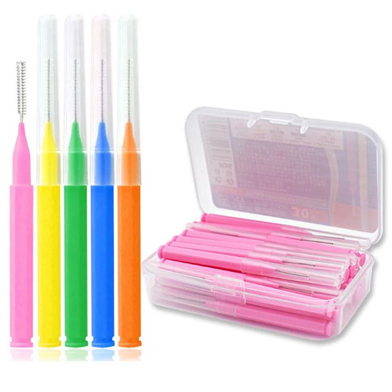 

5 box 30Pcs/set I Shaped Interdental Brush Denta Floss Cleaners Orthodontic Dental Teeth Brush Toothpick Oral Care Tool