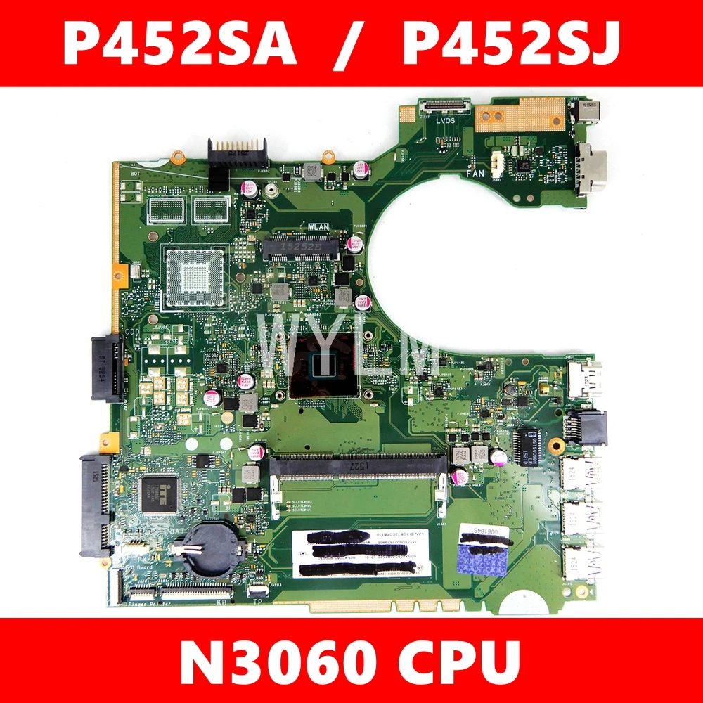 

P452SA motherboard P452SA N3060 CPU Mainboard REV 2.1 For ASUS P452 P452S P452SA P452SJ DDR3 Laptop motherboard 100% Tested