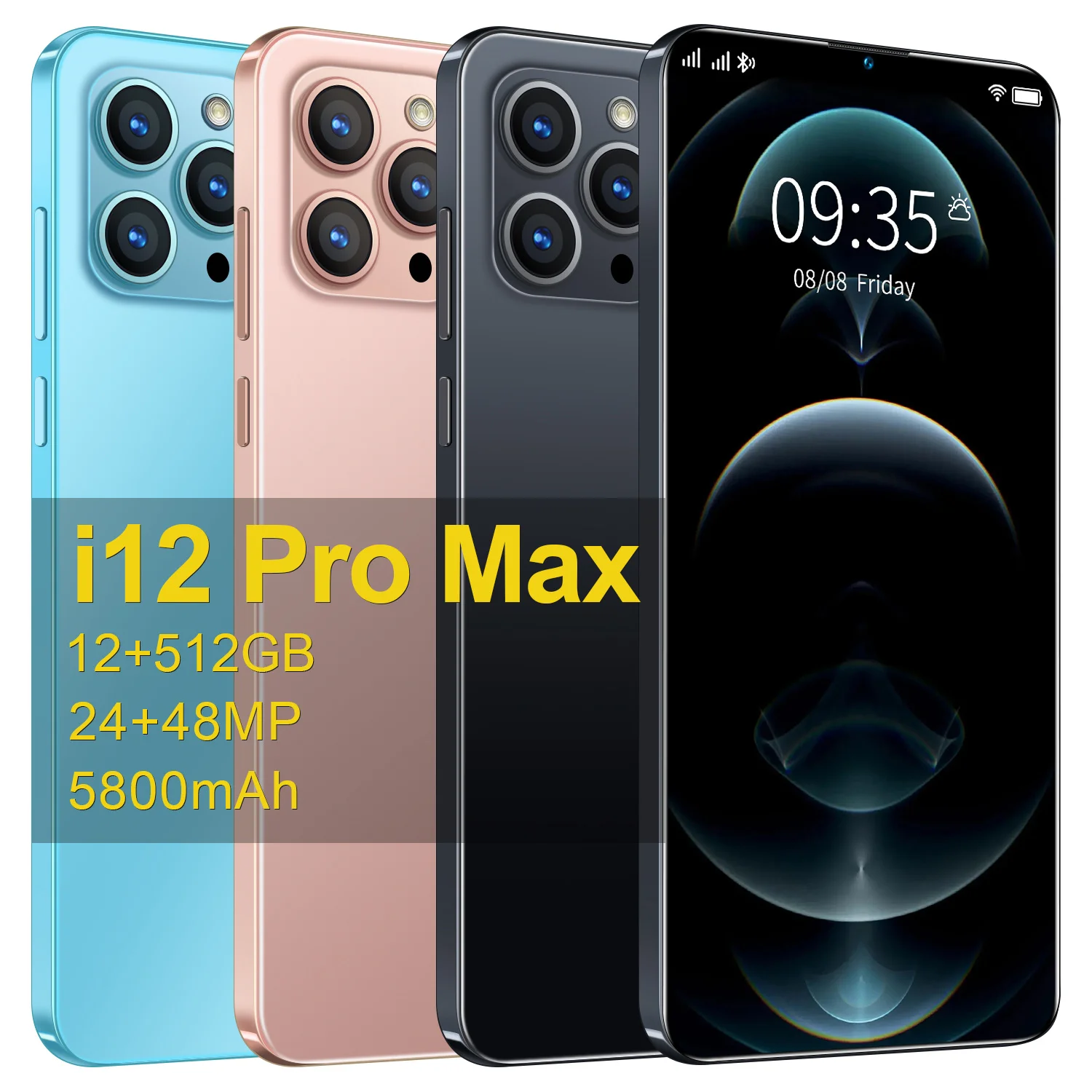 

Global Version I12 Pro Max Android10.0 12GB 512GB Newest 5G 10 Core 6.7 Inch 5800mAh HD Screen Cellphone Mobile Phone Smartphone