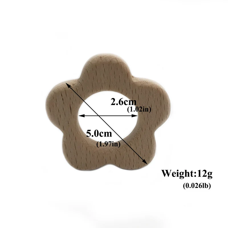 Mordedor de madera de flores para beb&eacute;, sonajero para la dentici&oacute;n, juguete para agarrar, accesorios de dentici&oacute;n de madera ecol&oacute;gicos org&aacute;nicos, DIY-1