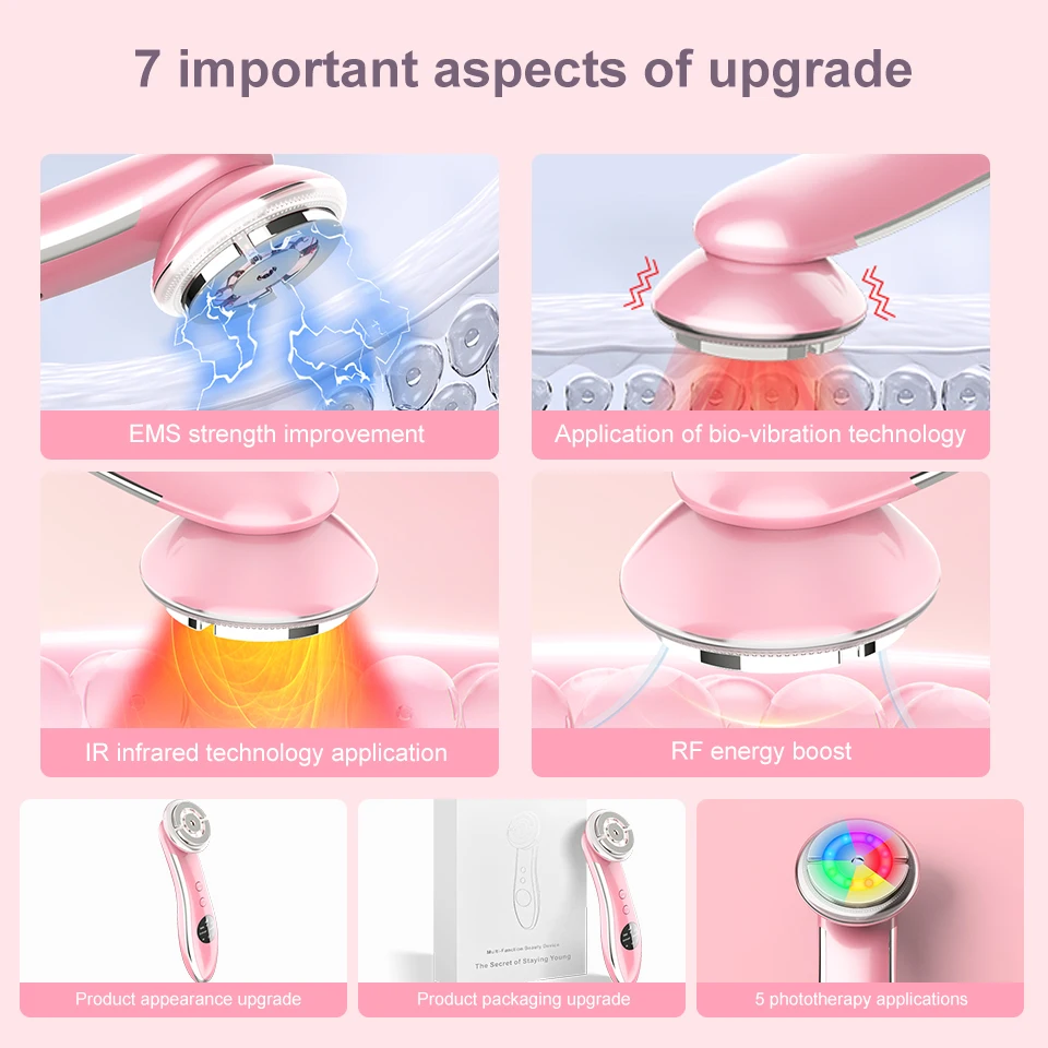 AmazeFan Beauty Device RF EMS Mesotherapy Electroporation Face Radio Frequency LED Photon Skin Rejuvenation Tightening |