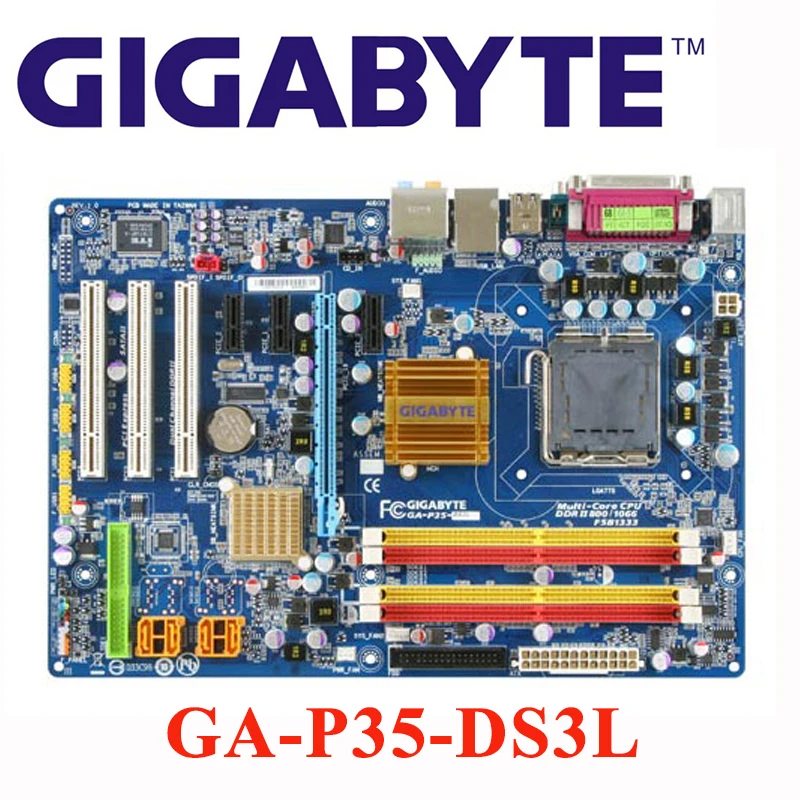 

For Intel P35 LGA 775 P35 DDR2 Gigabyte GA-P35-DS3L Motherboard USB 8G P35-DS3L Desktop SATA II Systemboard PCI-E X16 Plate Used