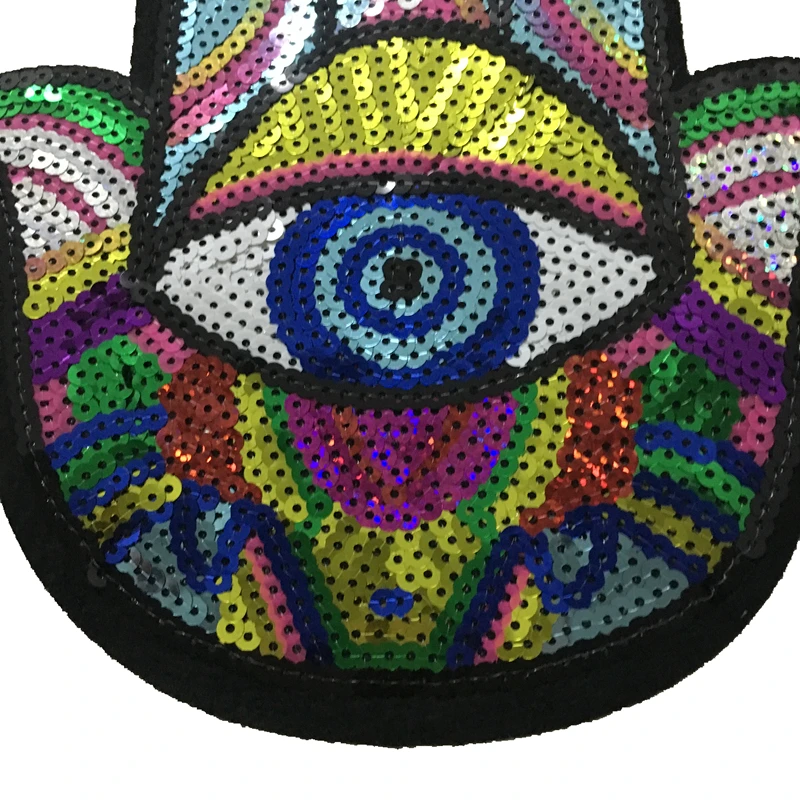 2020 новая большая рука Фатимы блестками гладить на патчи для одежды Красочные Бог