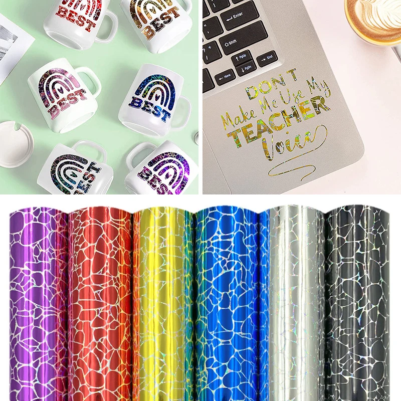 Голографический Радужный камень растрескивающийся виниловый стикер с рисунком