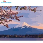 Краска Сделай Сам пейзаж краска по номерам крепление Фудзи масляная краска ing на холсте вишневый цвет для домашнего декора художественная картина