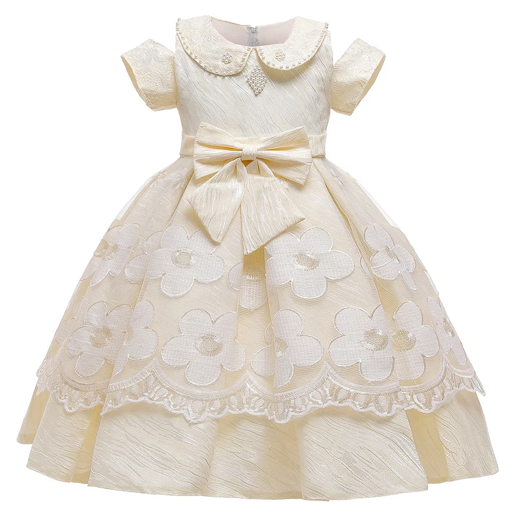 Новинка детская одежда длинное кружевное банкетное платье с цветами для девочек