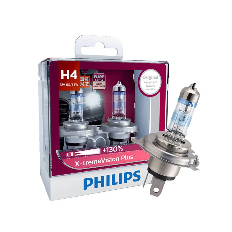 Автомобильная галогенная лампа Philips H4 9003 X treme Vision Plus 130% 12 В 60/55 Вт с дальний/ближний