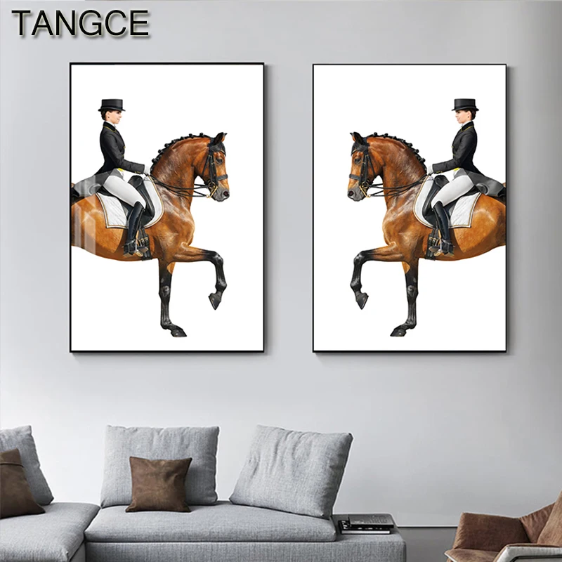 

Abstract Rinding Horse Painting Modern Canvas Posters and Prints Horses Wall Art Pictures for Living Room Entrance Big Posters