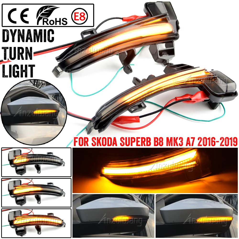 

Flowing Water Blinker Flashing Light Bicolor LED Dynamic Turn Signal Light Fit For Skoda Superb A7 B8 MK3 III Typ 3V 2016-2019