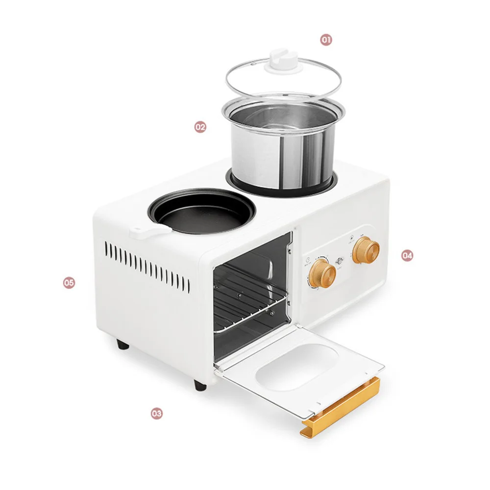 

Electric Oven 4 In 1 Breakfast Making Machine Multifunction Household Bread Pizza Frying Pan Toaster Automatic Cooker