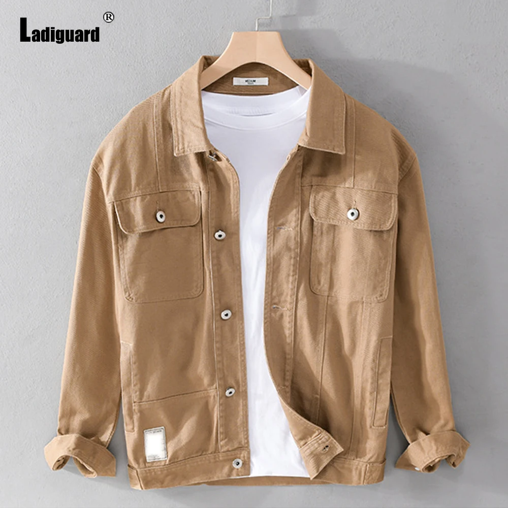 

Мужская повседневная куртка с отложным воротником, Дизайнерские Пальто с карманами, топы с длинным рукавом в стиле ретро, верхняя одежда, ве...