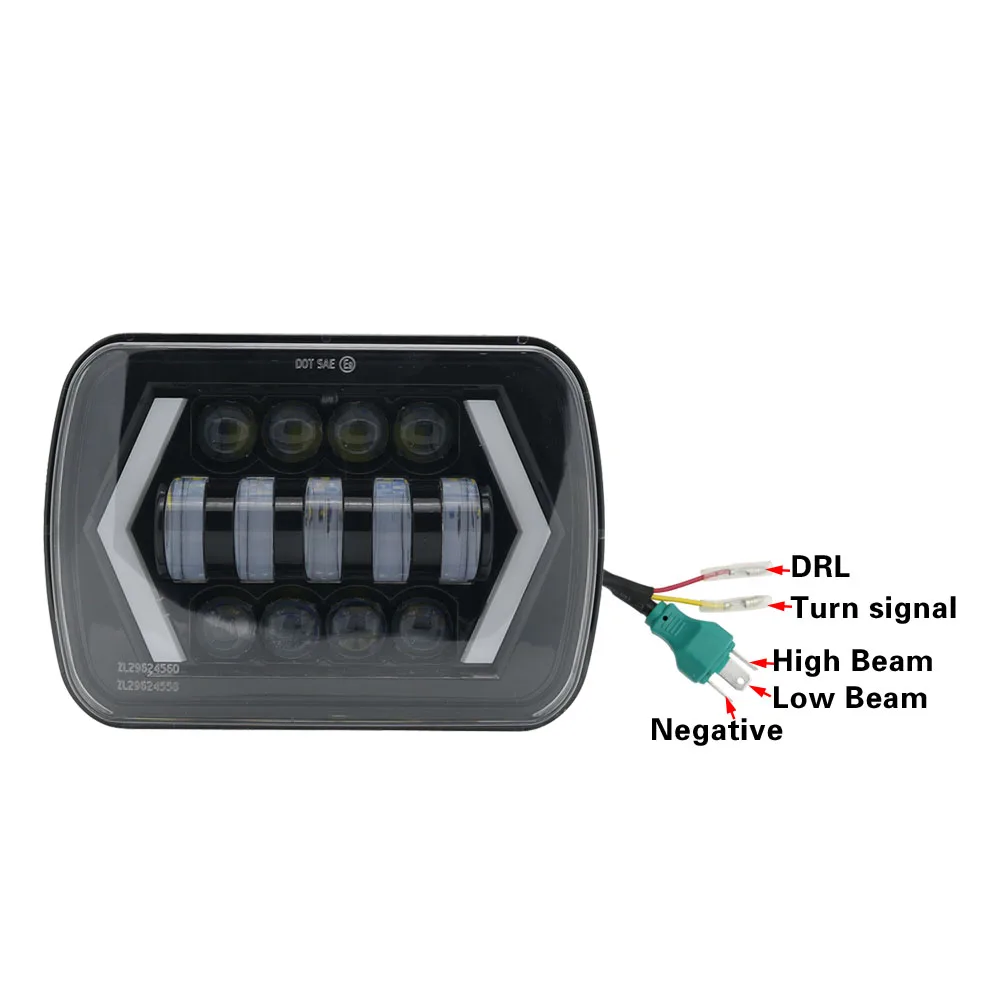 55 Вт Led 5x7 &quot7X6" дюймов Retangular Feixe Farol Com высокая/низкая DRL квадратная фара для Jeep