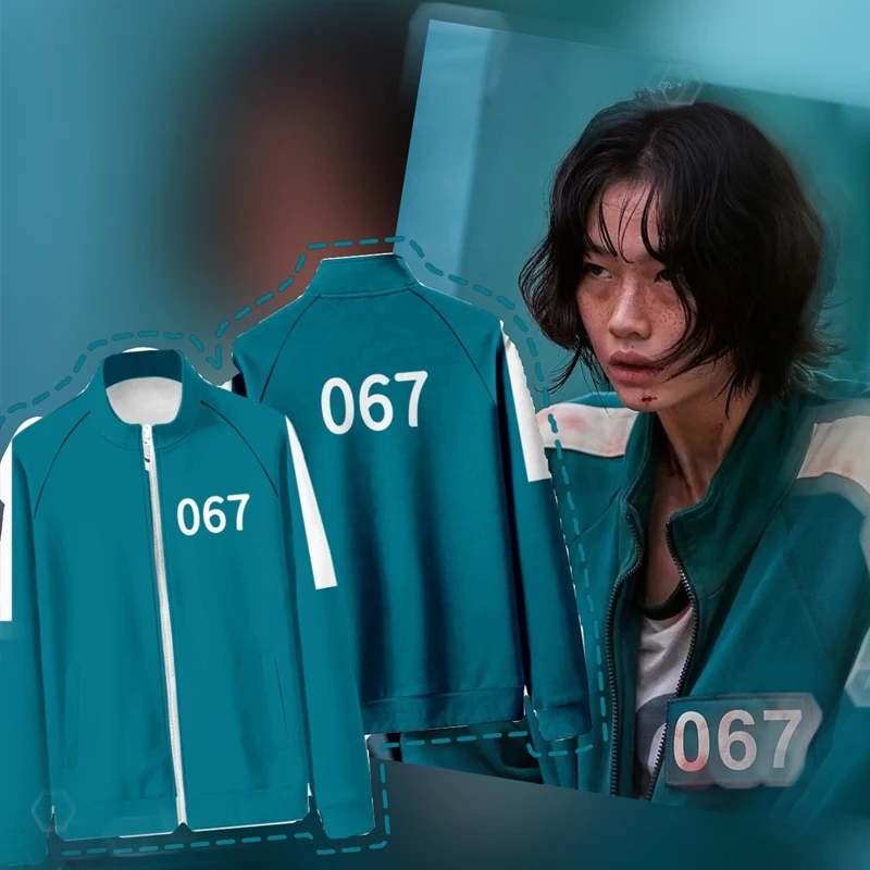 

Sweatshirt Set Round Neck Zipper Sports Cardigan Six Digital Printing 456 Pocket Jacket Pants Mens And Womens Squid Game Suit