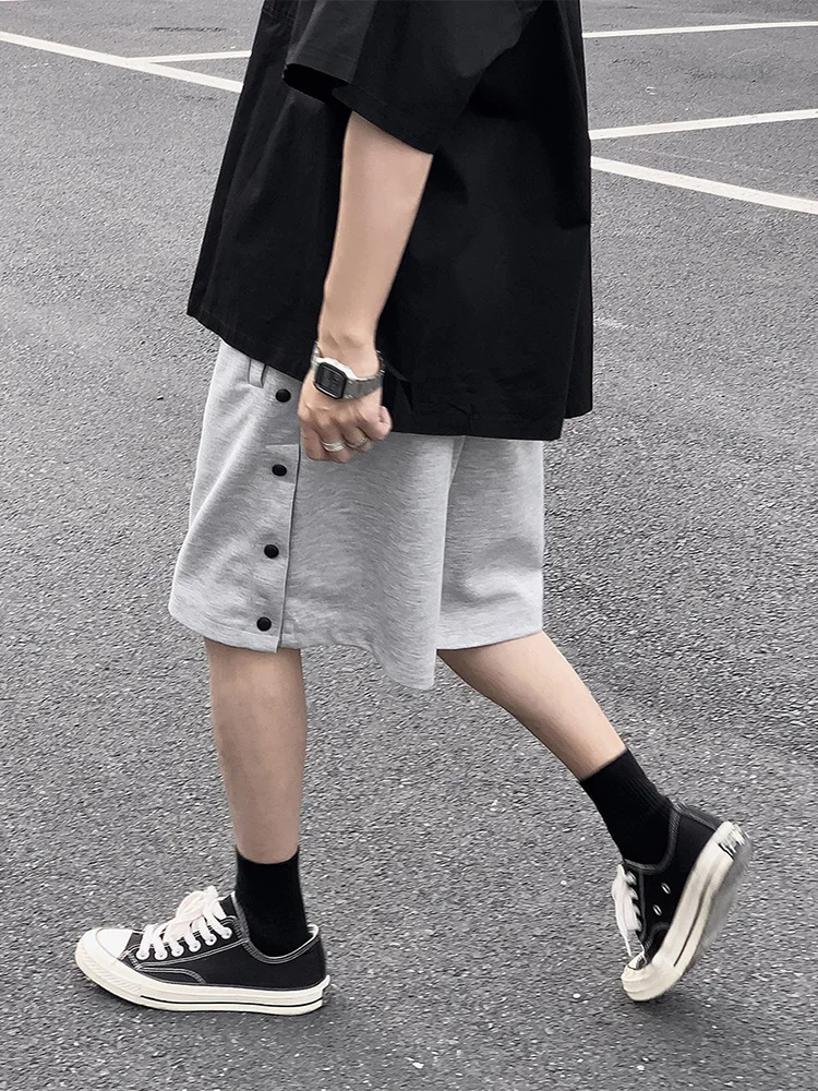 

Trendy Casual Women's Breasted Split Shorts Loose Large Size Streetwear Gray Pants Summer Men's Sports Shorts Korean Version