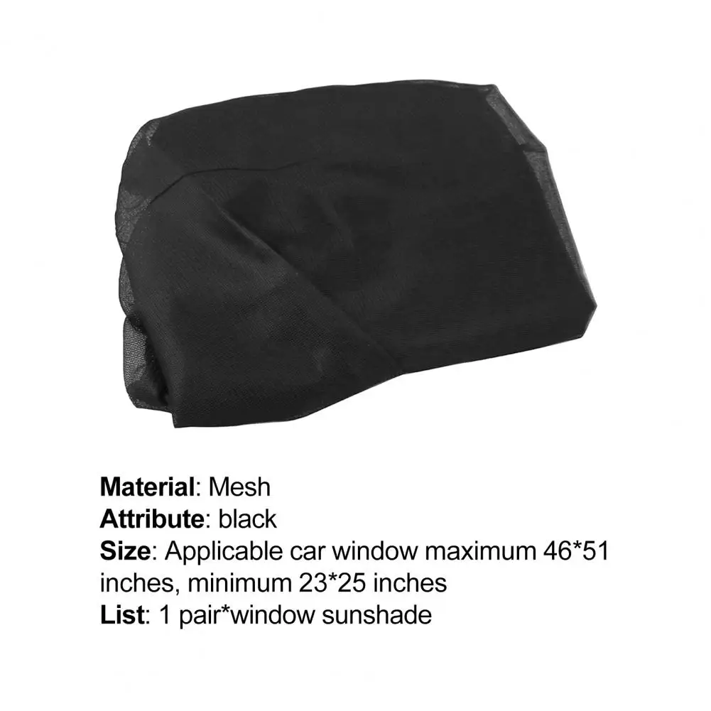 

50% Hot Sales 1 Pair Car Window Sunshade Practical Easy Installation Net Yarn Flexible Lightweight Window Sun Protector for Outd