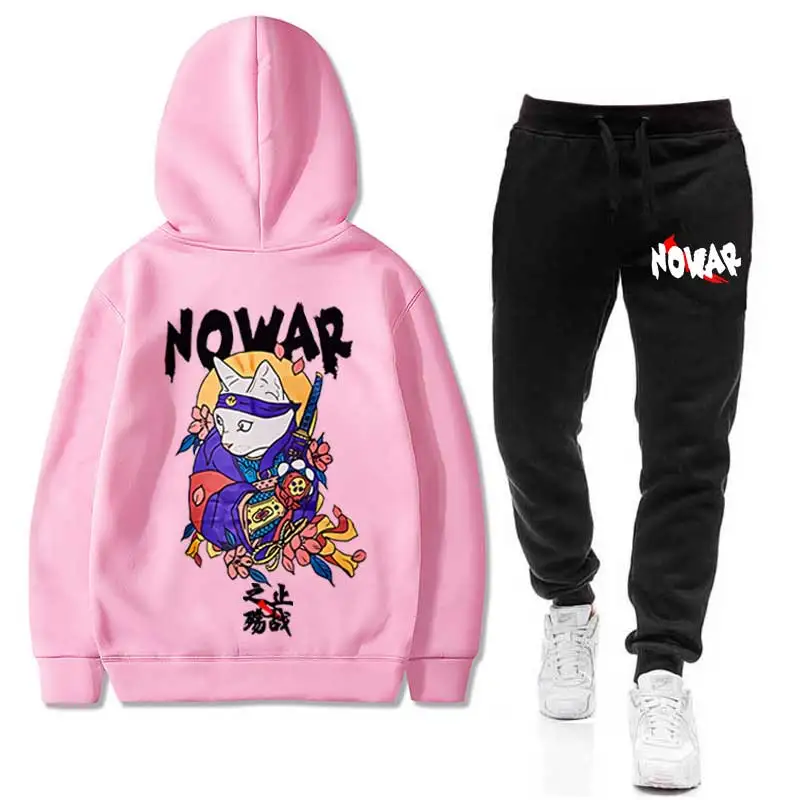 Японские NOWAR CAT мужские комплекты толстовка+ брюки Harajuku Тигр спортивные костюмы повседневные толстовки спортивный костюм спортивная одежда