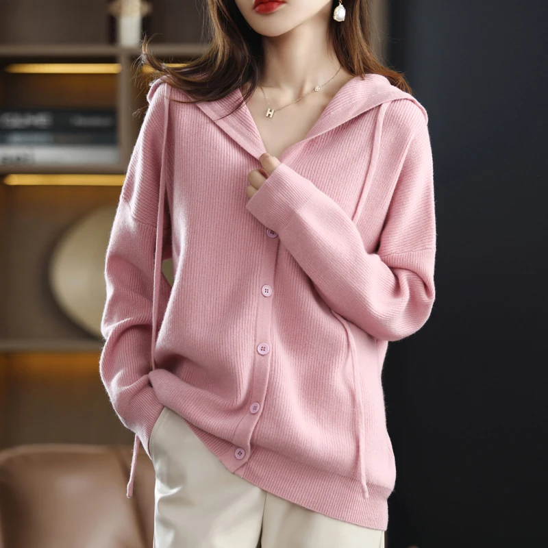 Autumn And Winter New Hooded Sweater Cardigan Women Korean Retro Lazy Loose Fashion Net Red Knitted Sweater Chic Trendy Fashion