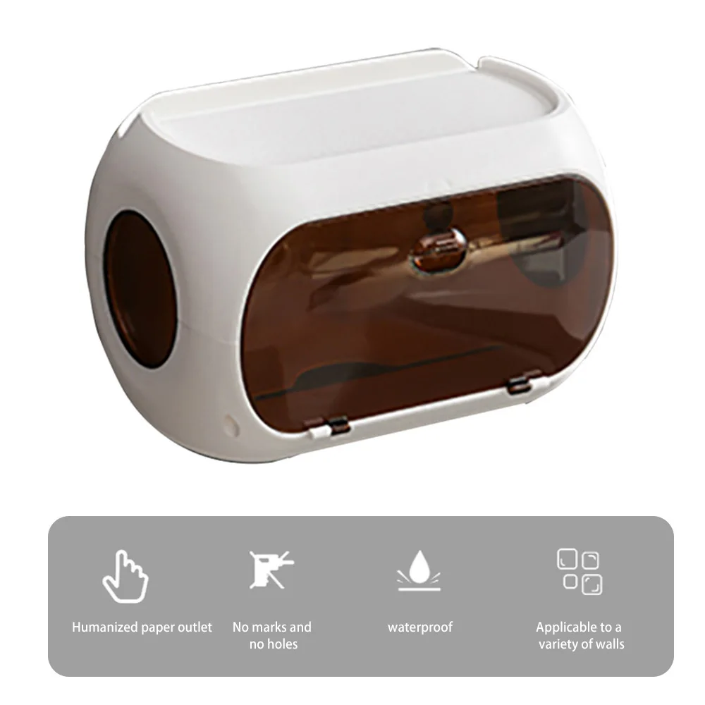 

Toilet Paper Holder Waterproof Wall Mounted Paper Tissue Storage Box Plastic Punch Free Paper Storage Rack Bathroom Accessories