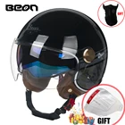 Мотоциклетный шлем BEON с двойными линзами, зима 34, ретро, автомобильные шлемы, для мужчин и женщин, мотоциклетные шлемы, Casco, козырек в подарок