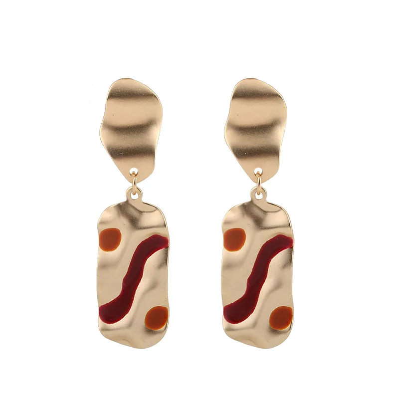 

2020 Vintage Art Drawing Shaped Drop Earrings for Women Statement Geometric Gold Metal Pendant Earrings Trend Fashion Jewelry