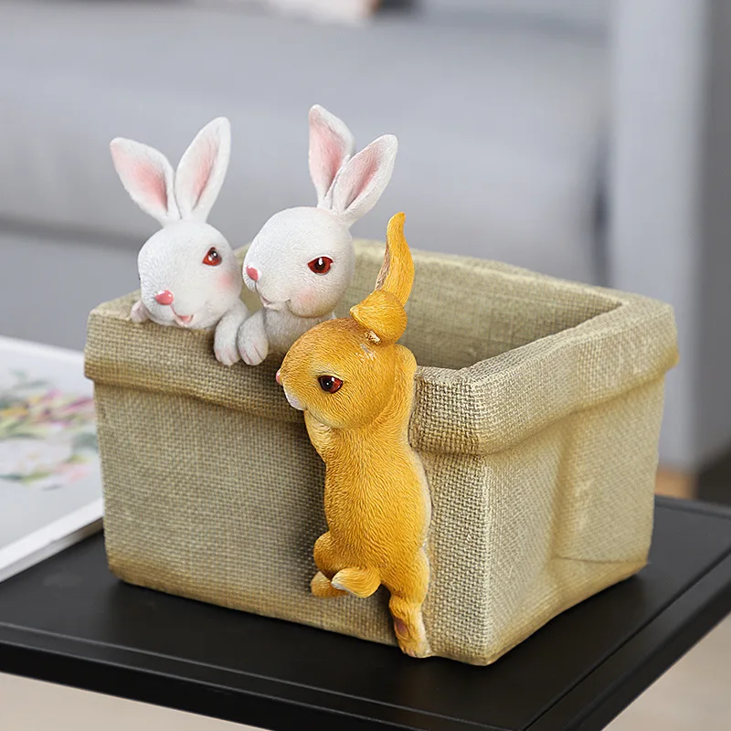 

Creative Personalized Modern Storage Dog Rabbit Ornaments Move To Shoe Cabinet Porch Key Tissue Box Home Resin Decoration