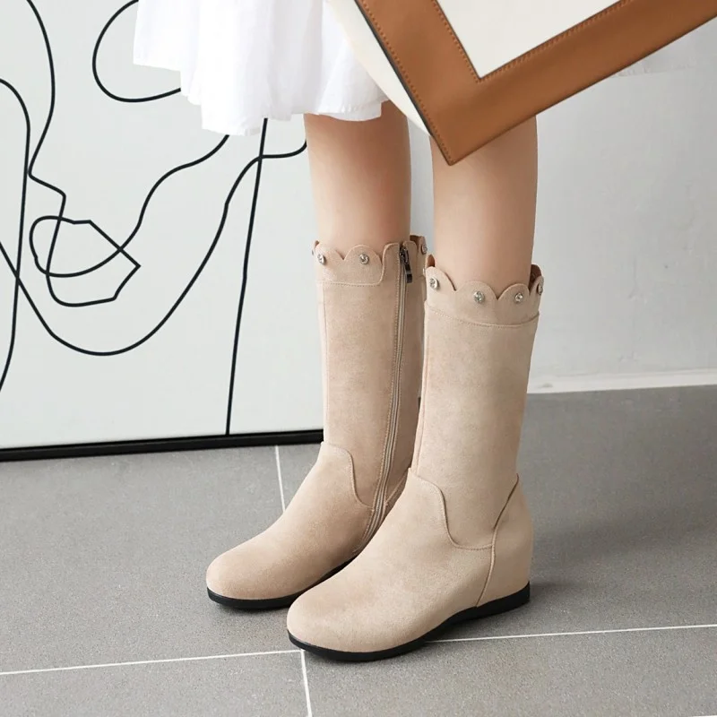 

Женские осенне-зимние ботинки 2020, ботинки-туфли средней длины, высокие ботинки с волнистыми краями стразы, милые студенческие Ботинки на ка...