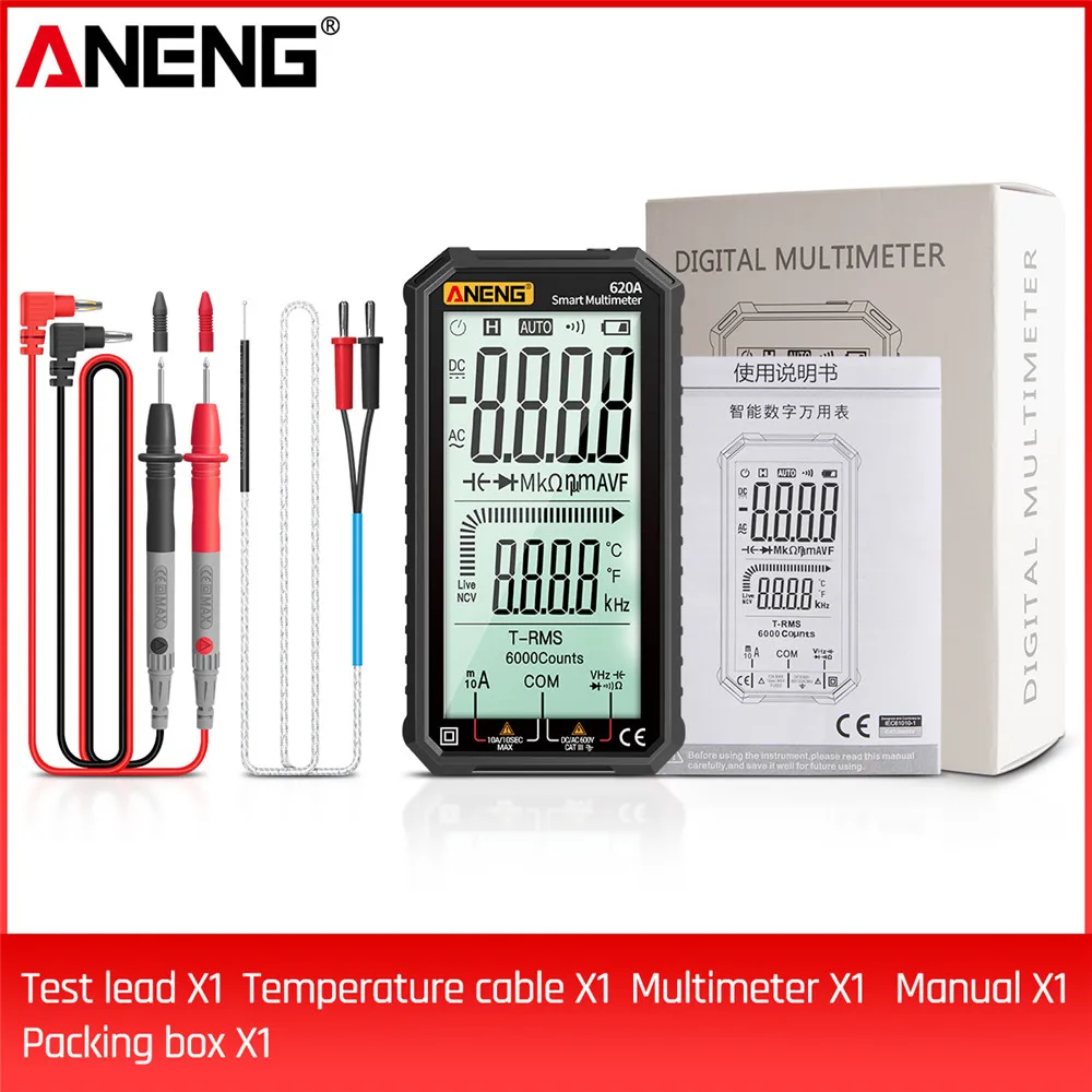 Цифровой мультиметр ANENG 620A 6000 отсчетов цифровой дисплей True RMS сопротивление диоды