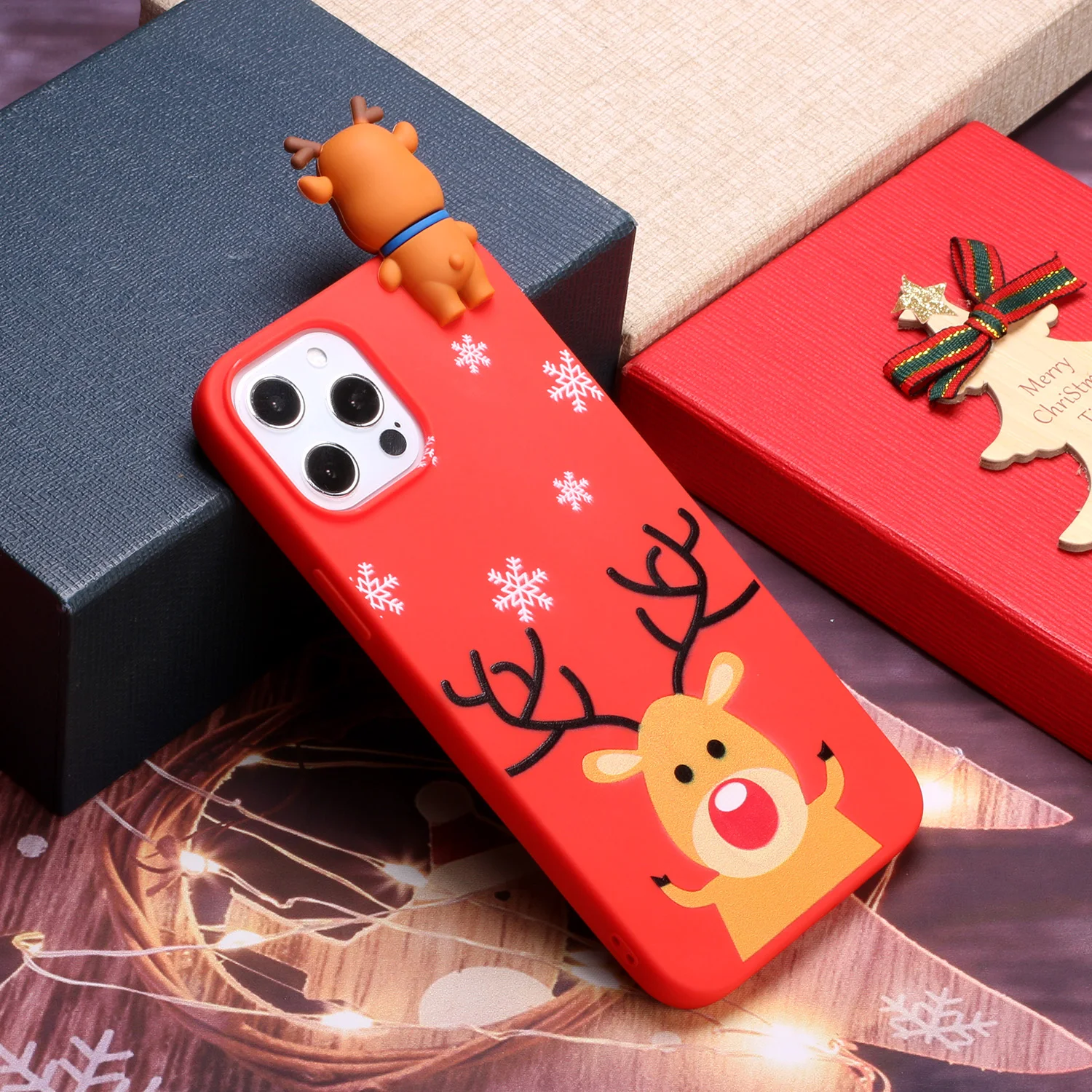 

For iPhone 7 8 Plus X XS XR 11 12 Pro Max 12 mini Case 3D Christmas Man Snow Deer Soft TPU Case Phone Back Cover Skin Shell