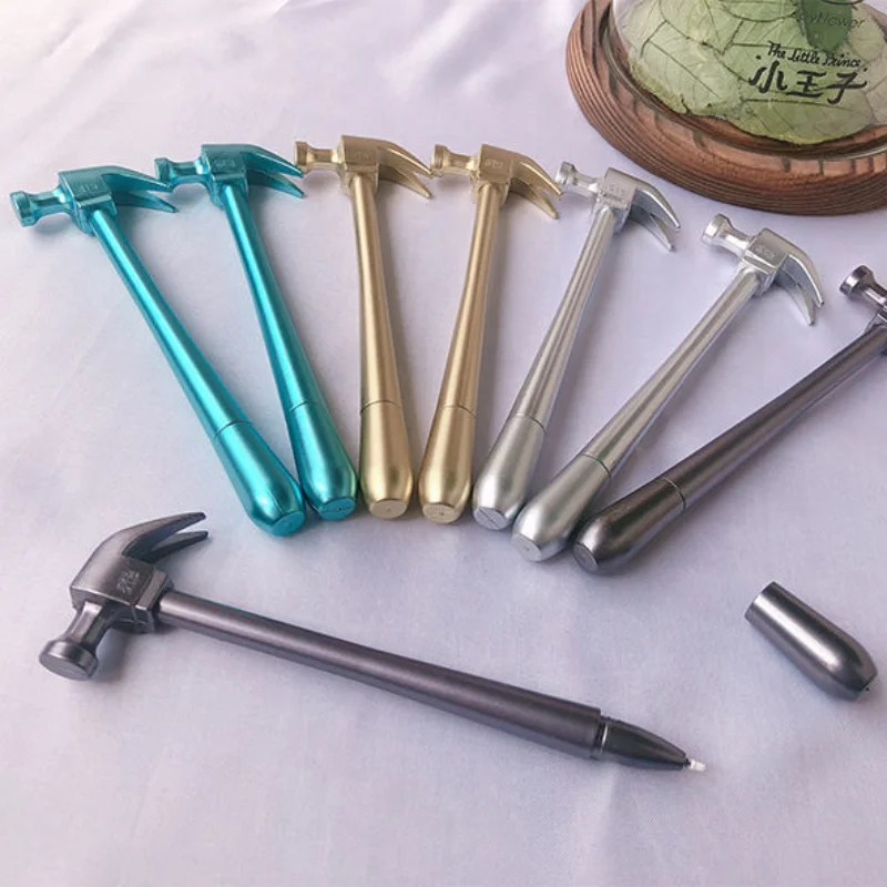 

1pcs Gel Pen Random Color 0.5mm Black Refill Tool Metal Color Plastic Hammer Gel Pen Student Exam Pen Office School Stationery