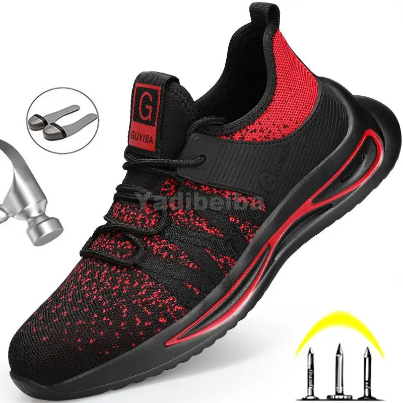 

Men Safety Shoes Steel Toe Work Shoes Breathable Work Sneakers Men Shoes Anti-puncture Security Boots Male Safety Work Boots
