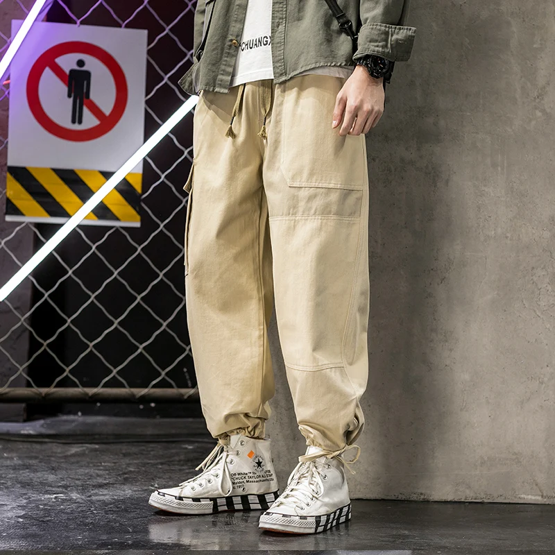 Однодорожные мужские брюки карго мужская мода 2020 лоскутные боковые карманы