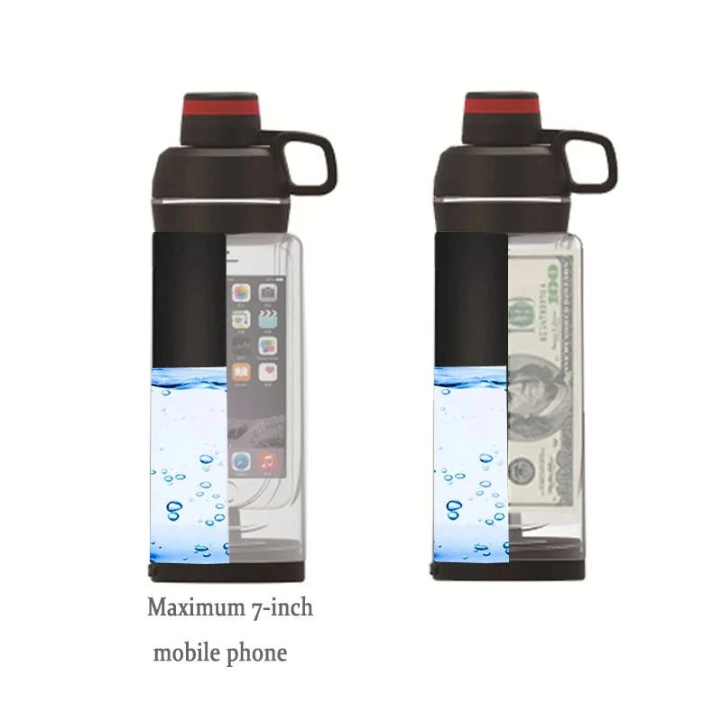 

Acrylic Plastic Water Bottle Hydro Flask Secret Pill Storage Bag Mobile Phone Pocket Transparent Tumbler & Hiding Spot for Money