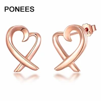 ponees stud earrings jewelry heart 925 sterling silver wedding party women girls personalized
