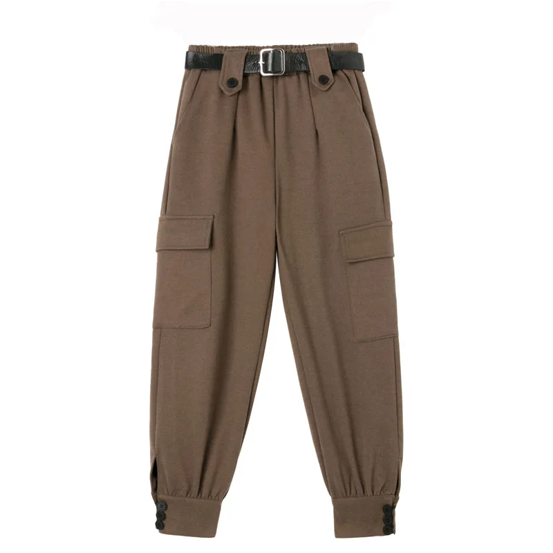 

ZQLZ Women Fashion Streetwear Cargo Pants Black Ankle Length Elastic Waist Female Loose Trousers Casual Plus Size Haren Pants