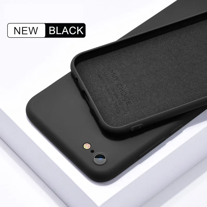 Black Тонкий мягкий чехол для iPhone 7 8 6 6s Plus 5S 4 жидкий силиконовый чехол карамельный цвет Coque Capa для iPhone X Xs 11 Pro Max XR - Цвет: Black