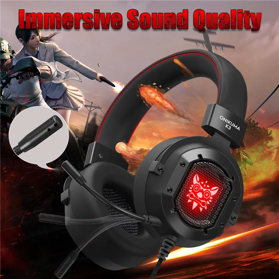 Цветная игровая гарнитура RGB для ноутбука с Виртуальным объемным звуком и USB