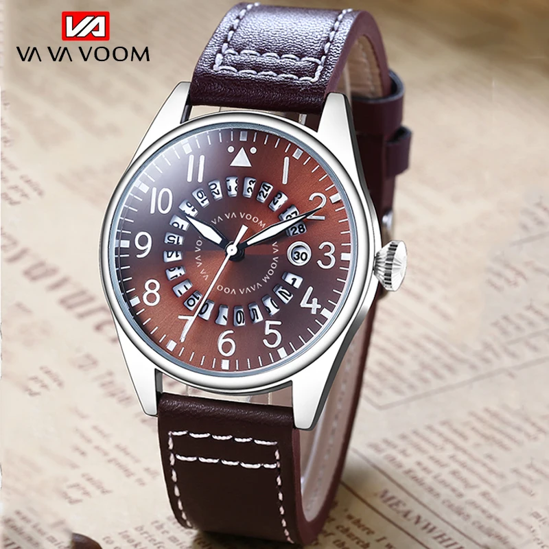 

Fashion 40mm Men Watches Sapphire Quartz watch VA VA VOOM Military Pilot Mens Date Calendar Luminous Waterproof Watch For Men