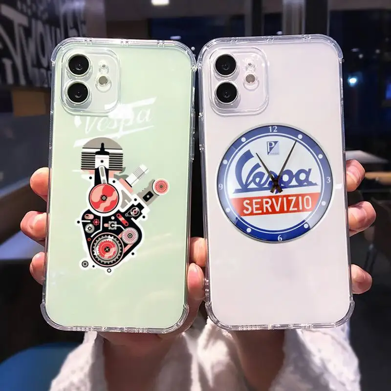 

DESIGN VESPA Phone Case Transparent for iPhone Samsung A S 11 12 6 7 8 9 30 Pro X Max XR Plus lite mobile bags