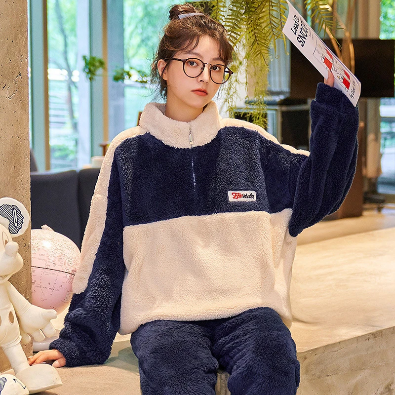 Top Quality Women's Pajamas Set Cute Flannel Sleepwear Homewear Men Couple Thick and Warm Winter Pyjamas for Women and Men