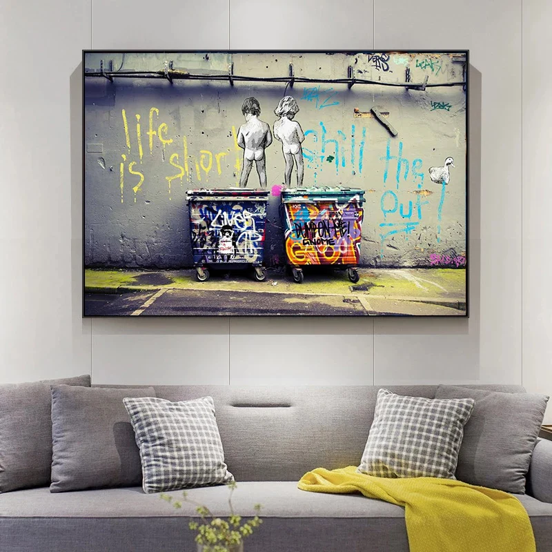 Уличное искусство Граффити Бэнкси художественные картины на холсте Жизнь