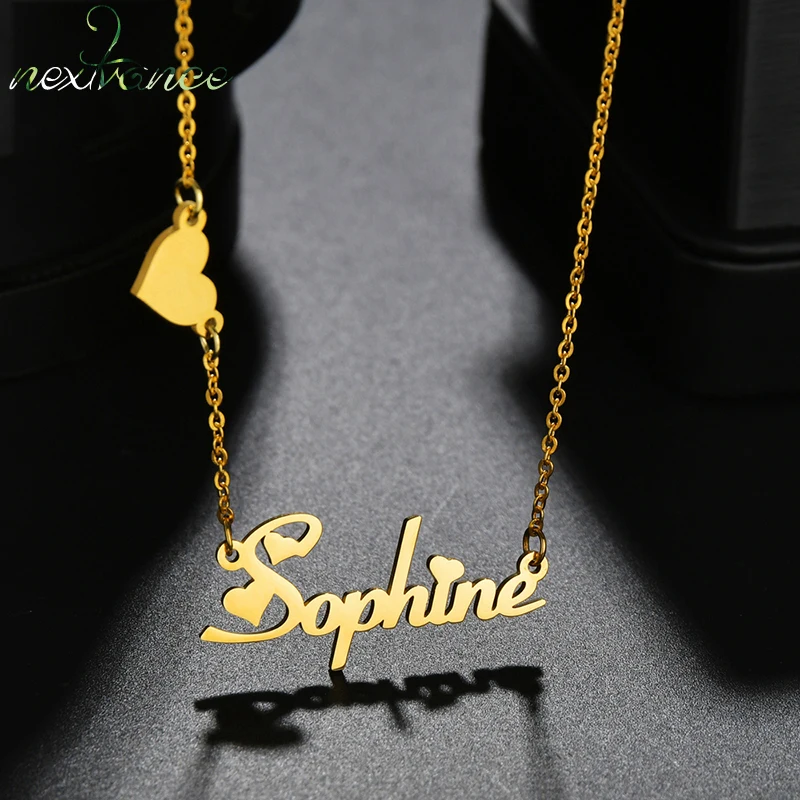 

Nextvance Heart Butterfly Customized Name Necklace Stainless Steel Lover Personalized Pendant Chain for Women Creative Jewelry
