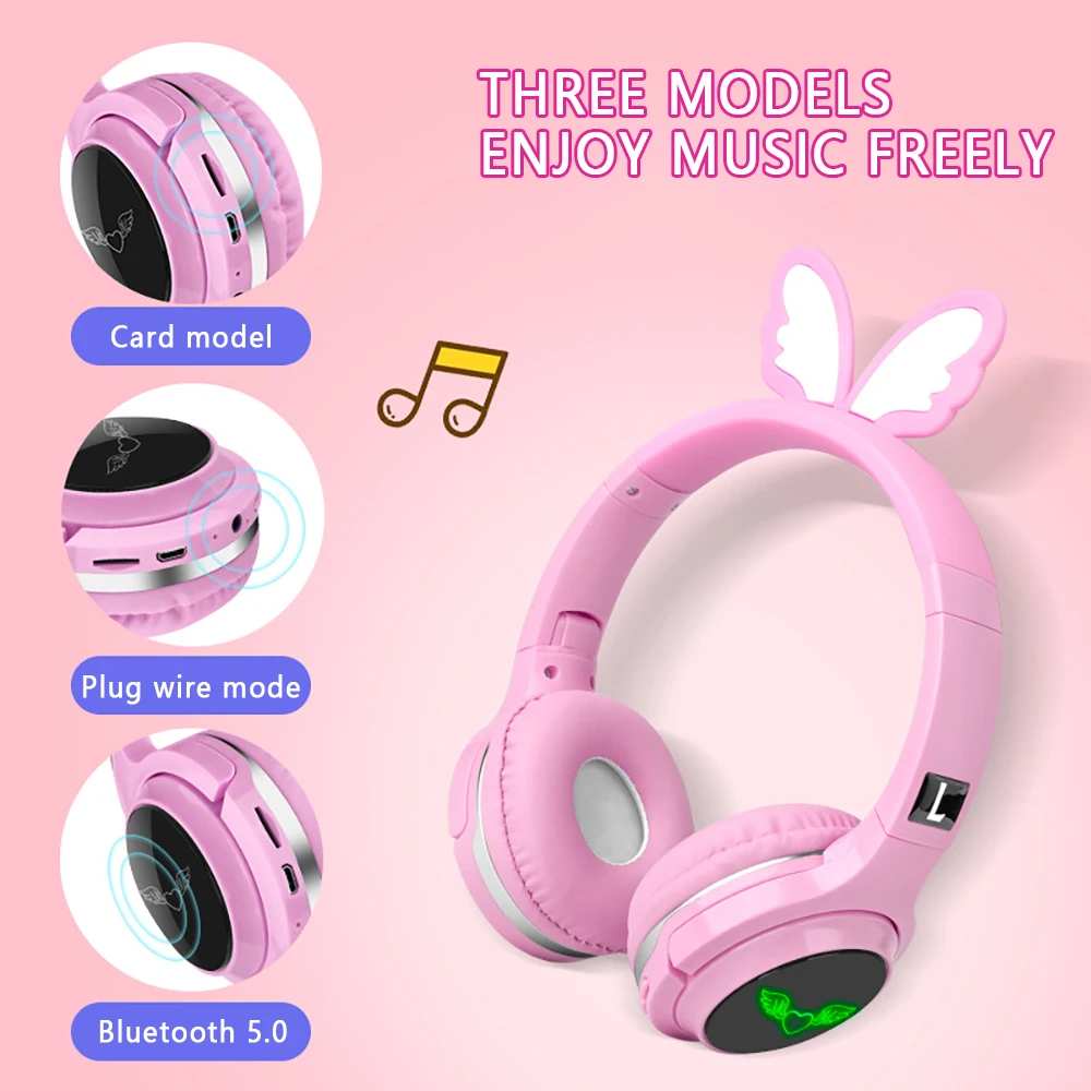 

BT 5.0 Pikachu Wireless Bluetooth Headband Willkey Game Headphone for Grils Gift Colorful Headset Beauty Bluetooth Headphone