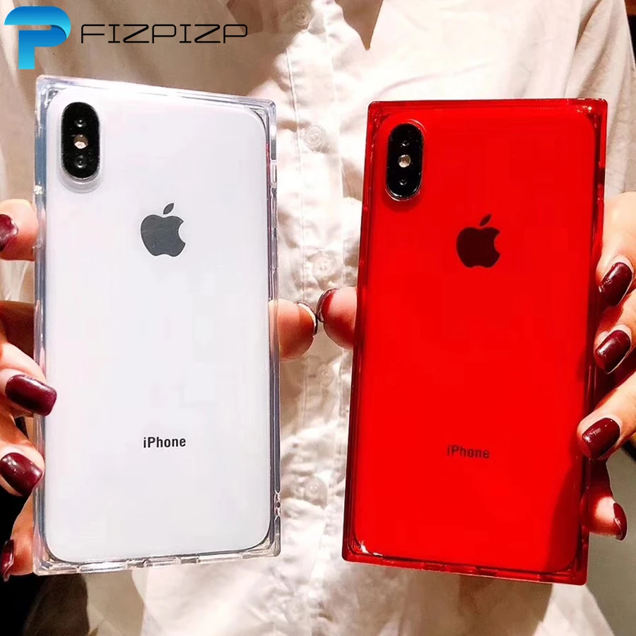 Прозрачные чехлы с квадратными углами для iPhone 11 Pro XR XS Max X тонкий чехол подушкой