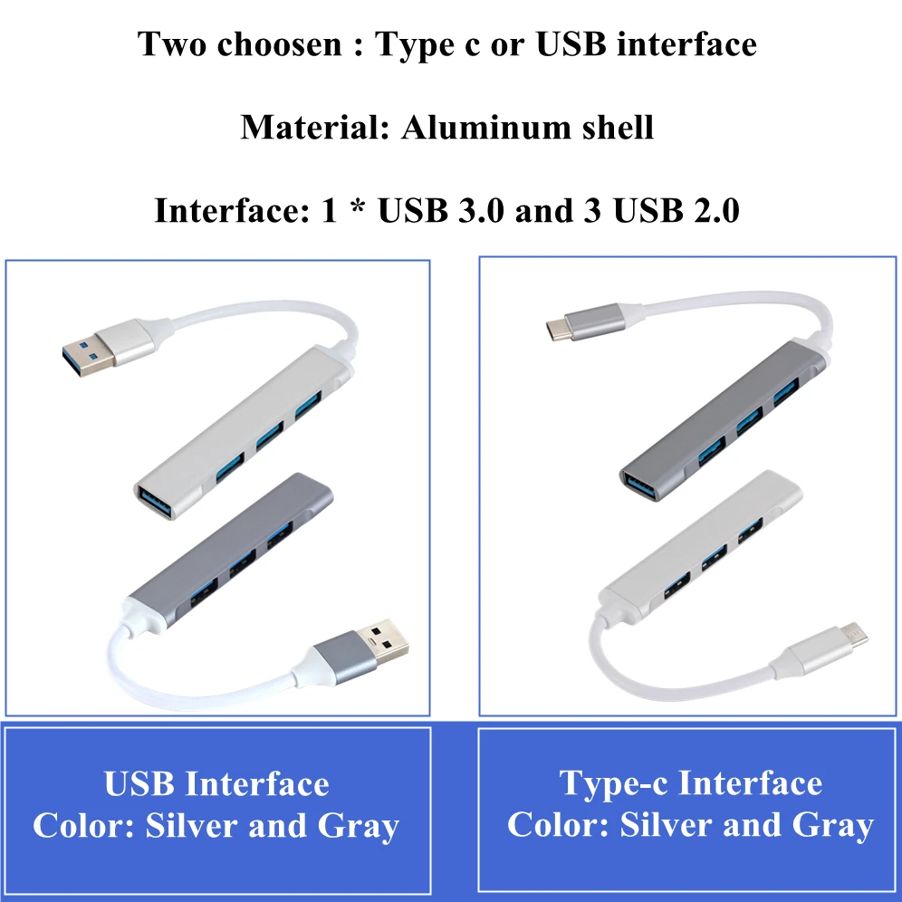 Grwibeou USB C концентратор 3 0 Тип 1 4 порта разветвитель адаптер OTG флэш накопитель для